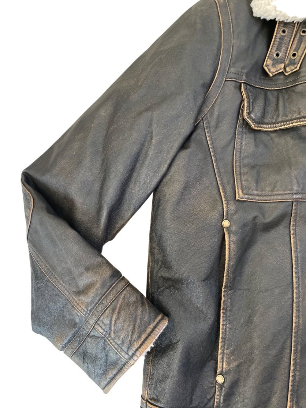 Wilson's Leather 100% Amelia Earhart Aviator Bomber Jacket Large Faux Fur - Picture 4 of 16